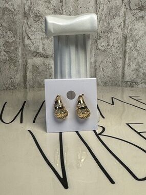 Gold Tone Teardrop Crystal Accent Earrings - Women Jewelry